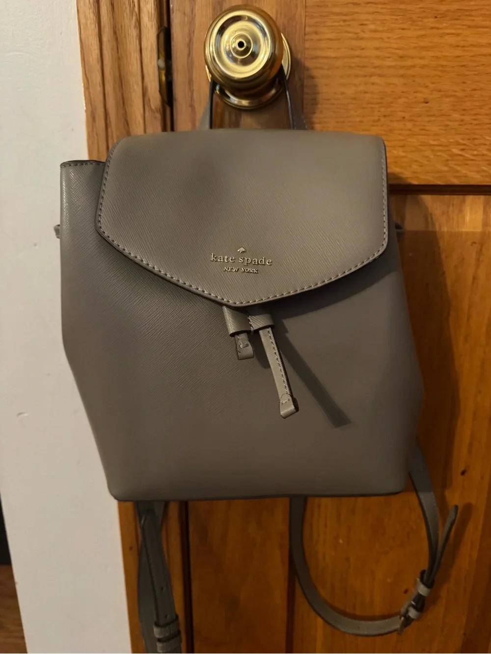 kate spade Taupe Saffiano Leather Mini Backpack